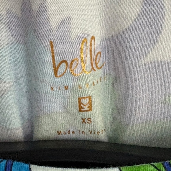 Belle by Susan Gravel Size XS Blue Green Floral 3/4 Sleeve Tripleluxe Knit Top - Picture 4 of 5